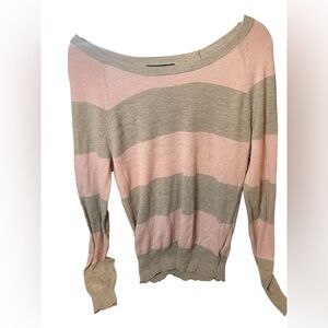 Mossimo Supply Co Pink and Gray Off-the-Shoulder Sweater